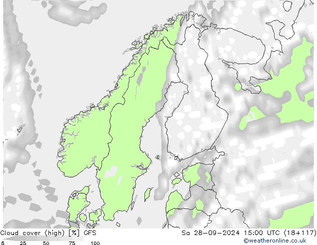 Nubi alte GFS sab 28.09.2024 15 UTC