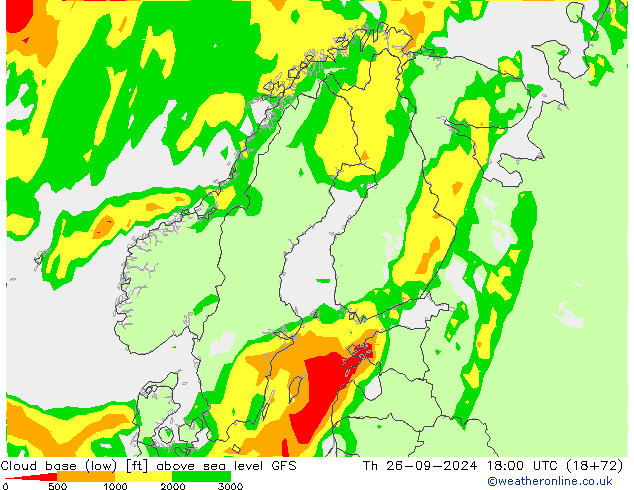 Cloud base (low) GFS Th 26.09.2024 18 UTC