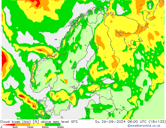 Alçak Bulut Alt Sınırı GFS Paz 29.09.2024 06 UTC