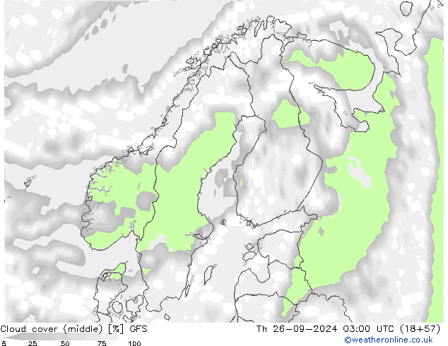 Cloud cover (middle) GFS Th 26.09.2024 03 UTC