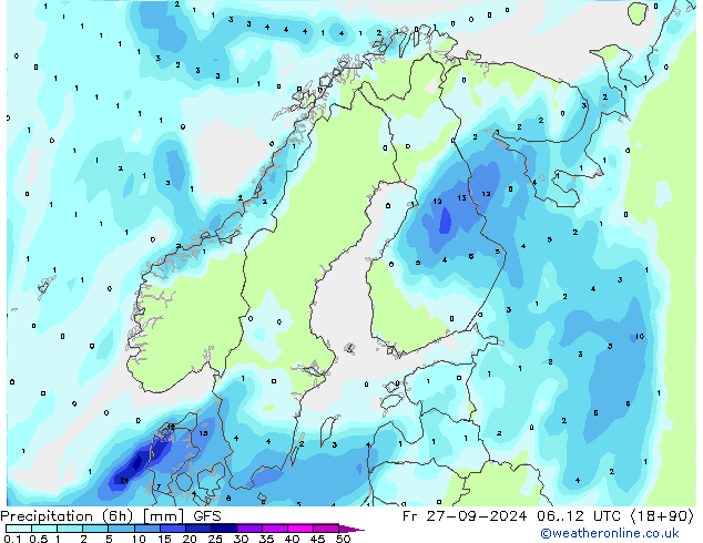 Z500/Rain (+SLP)/Z850 GFS Fr 27.09.2024 12 UTC