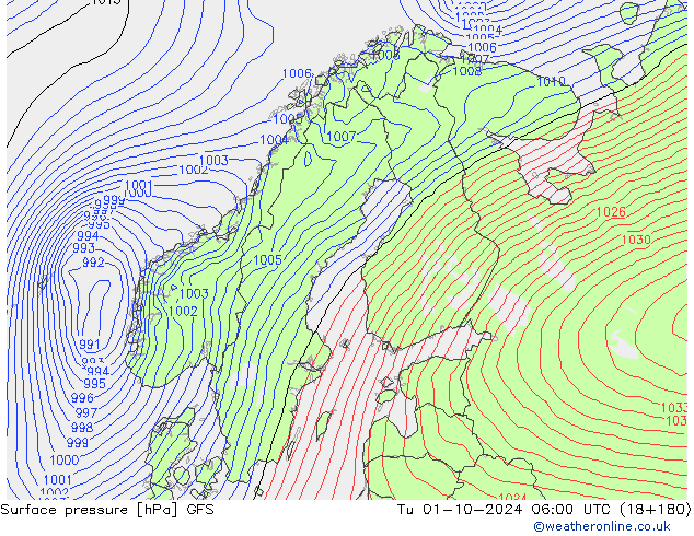 GFS: Út 01.10.2024 06 UTC