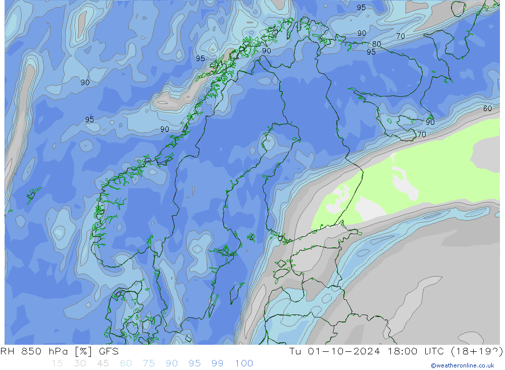 850 hPa Nispi Nem GFS Sa 01.10.2024 18 UTC