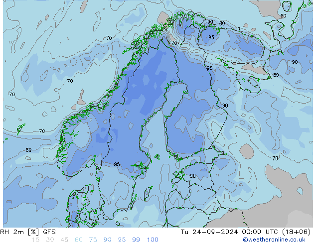 RH 2m GFS Di 24.09.2024 00 UTC