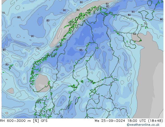 RH 600-3000 m GFS We 25.09.2024 18 UTC