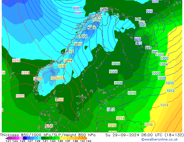 Thck 850-1000 hPa GFS Dom 29.09.2024 06 UTC