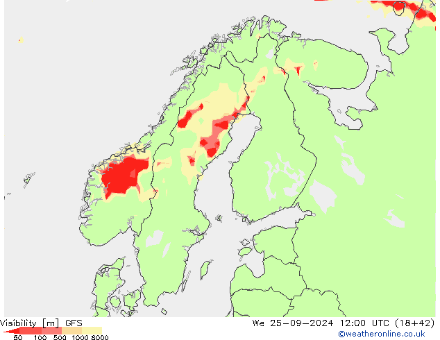 Visibilité GFS mer 25.09.2024 12 UTC