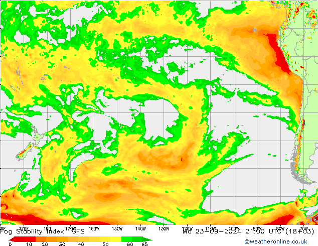 Fog Stability Index GFS Pzt 23.09.2024 21 UTC