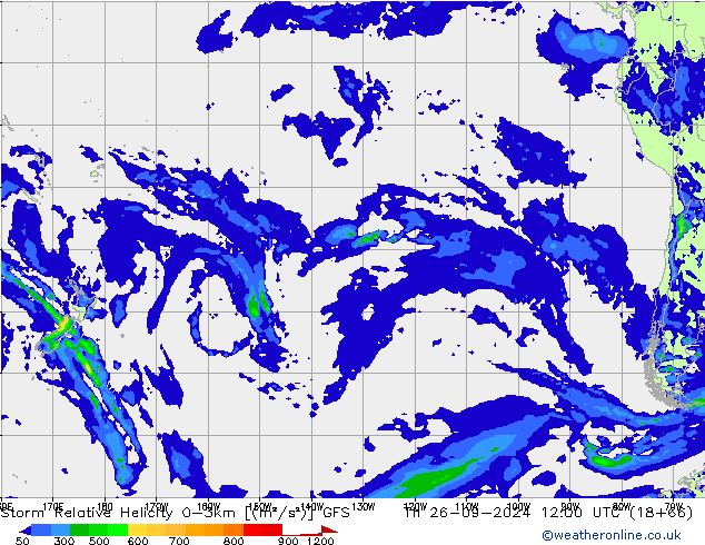 Storm Relative Helicity GFS  26.09.2024 12 UTC