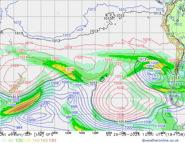 Jet Akımları/SLP GFS Paz 29.09.2024 12 UTC