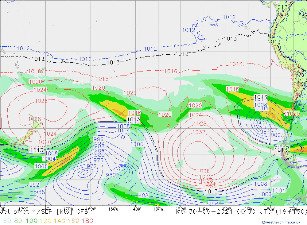 Jet stream/SLP GFS Mo 30.09.2024 00 UTC