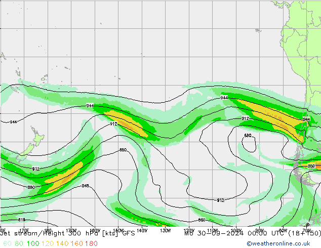 Corriente en chorro GFS lun 30.09.2024 00 UTC