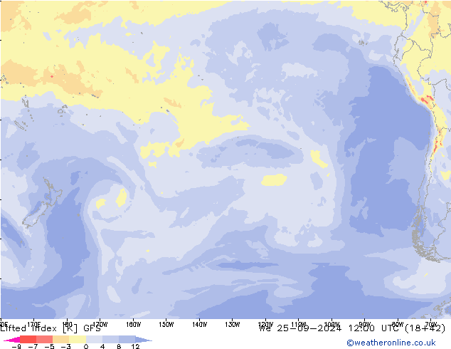 Lifted Index GFS We 25.09.2024 12 UTC