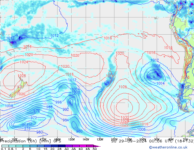 Z500/Rain (+SLP)/Z850 GFS Su 29.09.2024 06 UTC