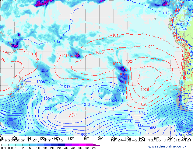 Precipitación (12h) GFS mar 24.09.2024 06 UTC