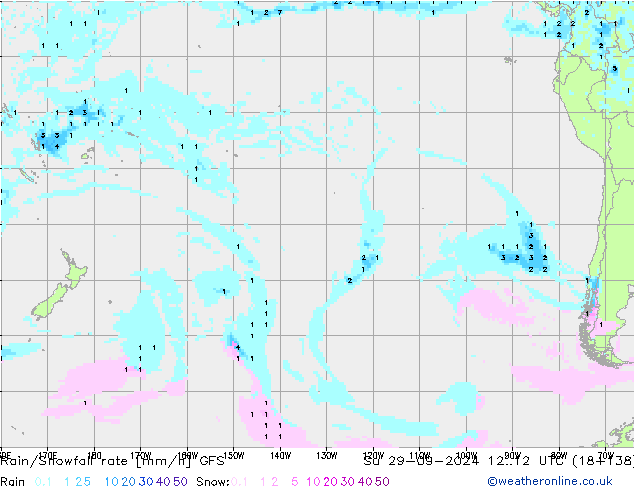 Rain/Snowfall rate GFS Su 29.09.2024 12 UTC