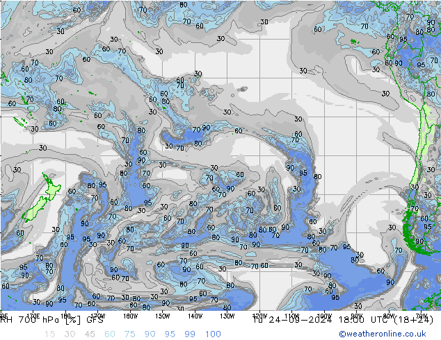 RH 700 hPa GFS Ter 24.09.2024 18 UTC