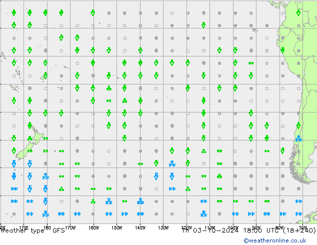 rodzaj opadu GFS czw. 03.10.2024 18 UTC