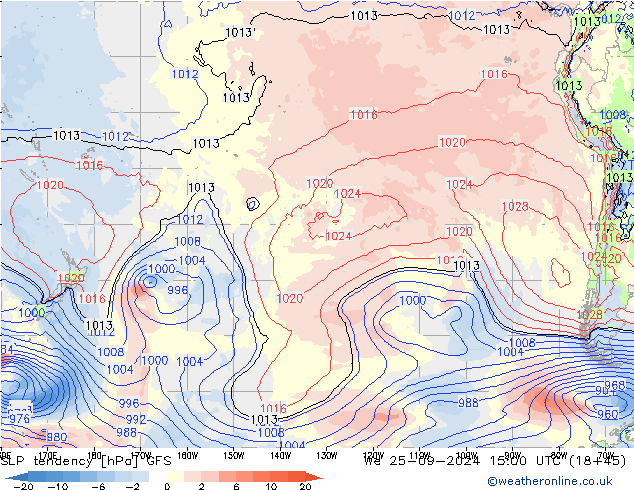 SLP tendency GFS Qua 25.09.2024 15 UTC