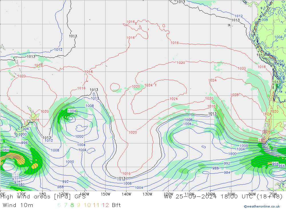 Windvelden GFS wo 25.09.2024 18 UTC