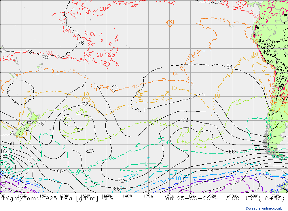 Height/Temp. 925 hPa GFS We 25.09.2024 15 UTC