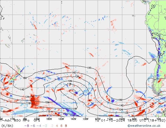 T-Adv. 850 hPa GFS mar 01.10.2024 18 UTC