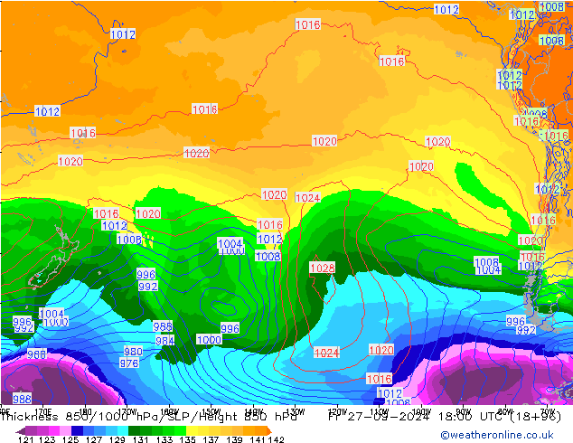 850-1000 hPa Kalınlığı GFS Eylül 2024