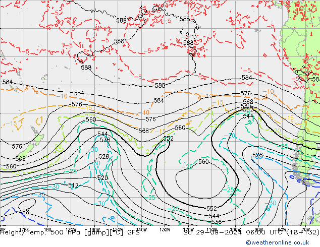 Géop./Temp. 500 hPa GFS dim 29.09.2024 06 UTC