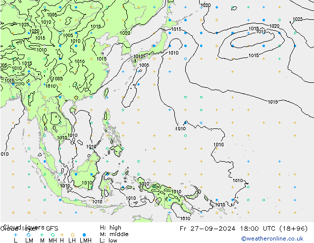 Cloud layer GFS Pá 27.09.2024 18 UTC