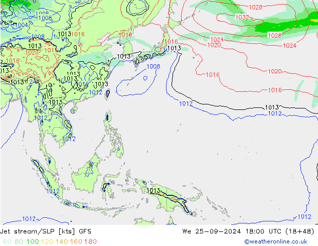 Jet stream/SLP GFS We 25.09.2024 18 UTC