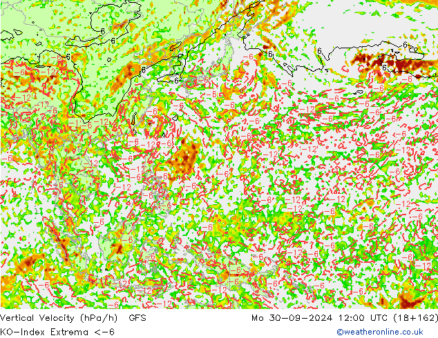 Convection-Index GFS lun 30.09.2024 12 UTC