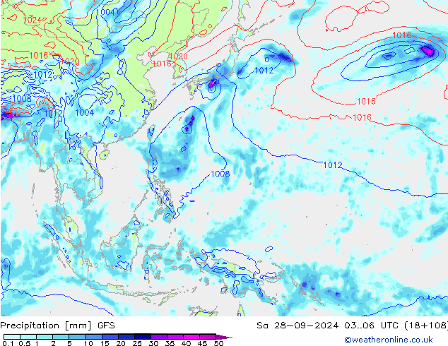 осадки GFS сб 28.09.2024 06 UTC