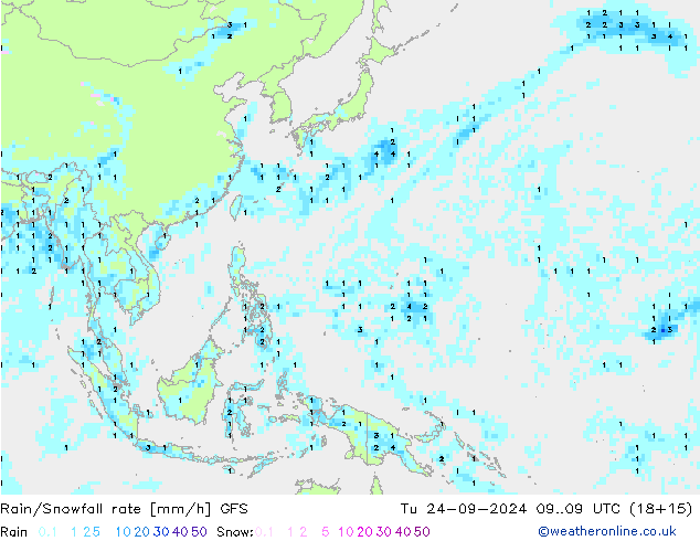 Regen/Sneeuwval GFS di 24.09.2024 09 UTC