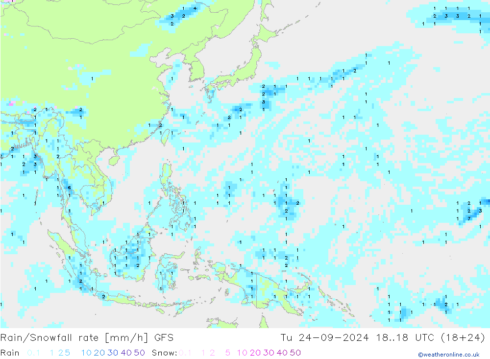 Regen/Sneeuwval GFS di 24.09.2024 18 UTC