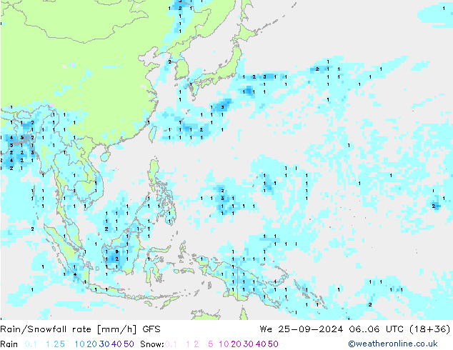 Rain/Snowfall rate GFS St 25.09.2024 06 UTC