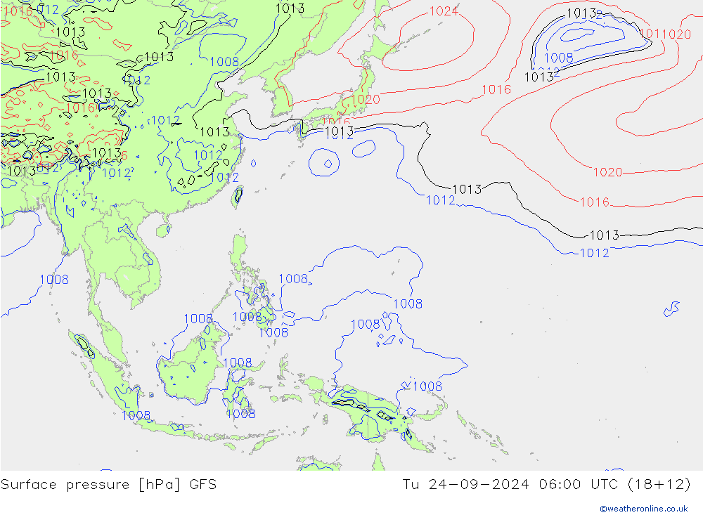 Yer basıncı GFS Sa 24.09.2024 06 UTC