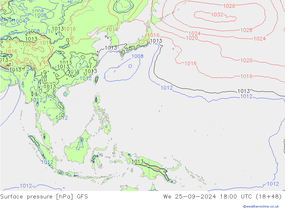 Luchtdruk (Grond) GFS wo 25.09.2024 18 UTC