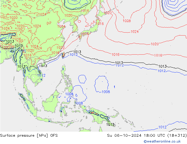 приземное давление GFS Вс 06.10.2024 18 UTC