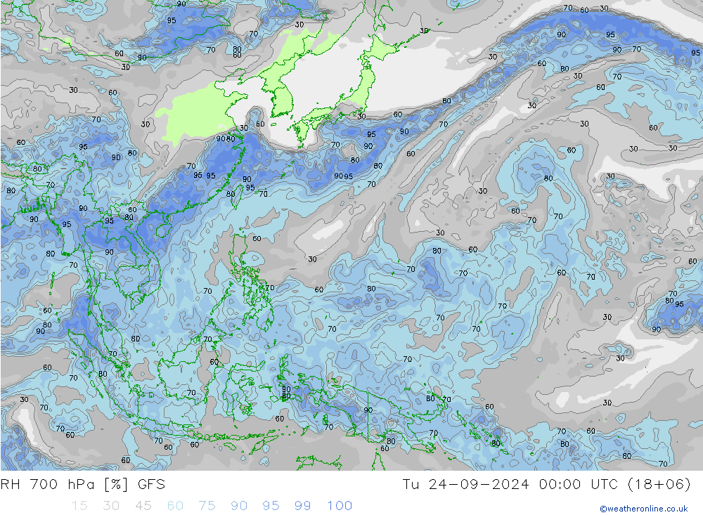 700 hPa Nispi Nem GFS Sa 24.09.2024 00 UTC