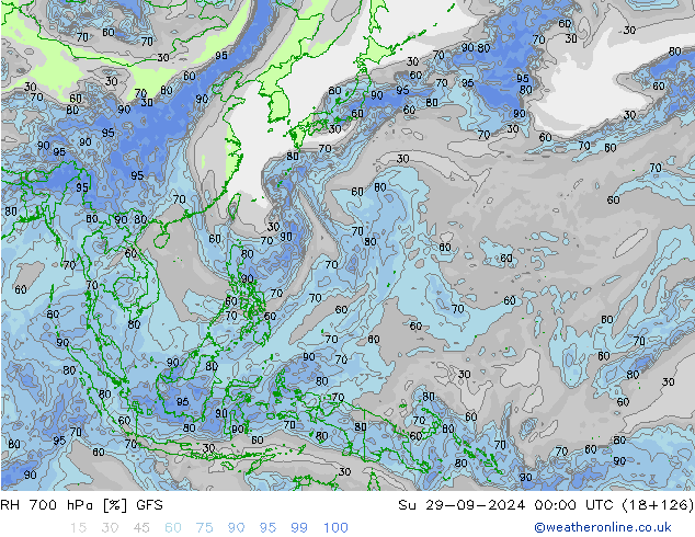 Humidité rel. 700 hPa GFS dim 29.09.2024 00 UTC