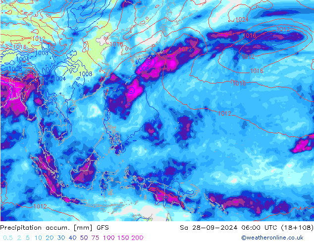 Totale neerslag GFS za 28.09.2024 06 UTC