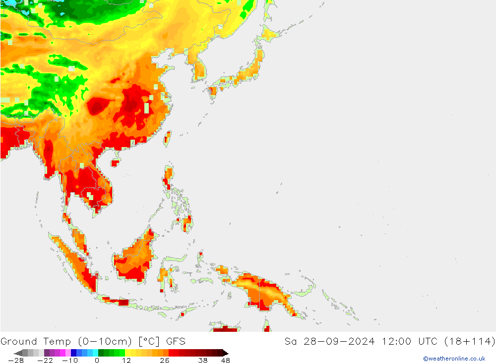 Ground Temp (0-10cm) GFS Sa 28.09.2024 12 UTC