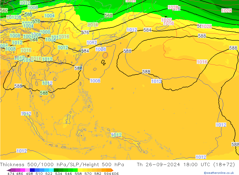 Thck 500-1000hPa GFS Th 26.09.2024 18 UTC