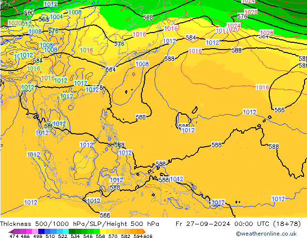Thck 500-1000hPa GFS Sex 27.09.2024 00 UTC