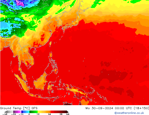 Teplota půdy GFS Po 30.09.2024 00 UTC