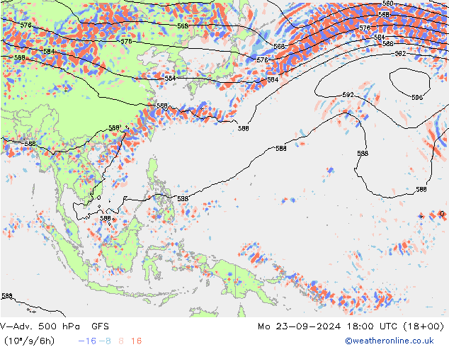 V-Adv. 500 hPa GFS Seg 23.09.2024 18 UTC