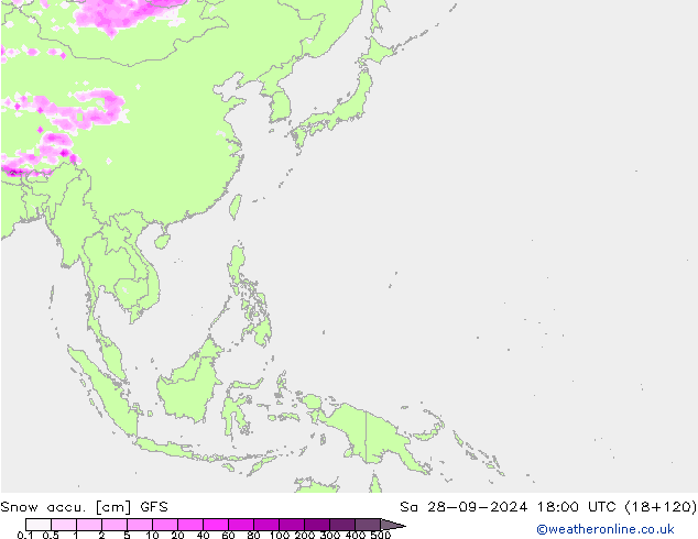 Totale sneeuw GFS za 28.09.2024 18 UTC