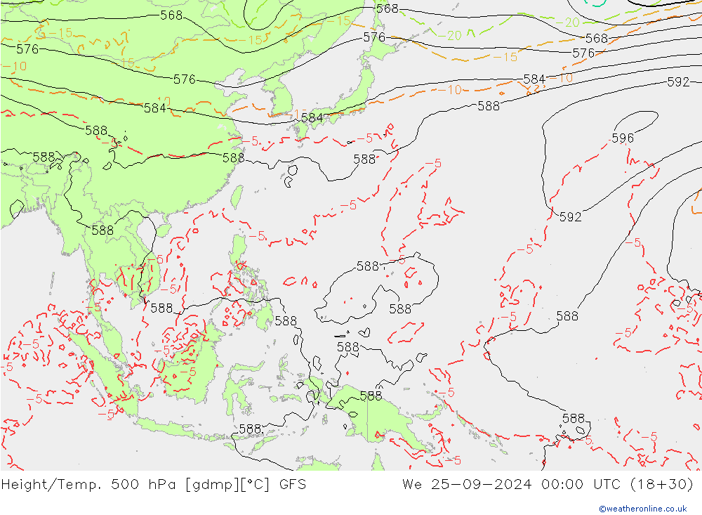 Z500/Rain (+SLP)/Z850 GFS St 25.09.2024 00 UTC