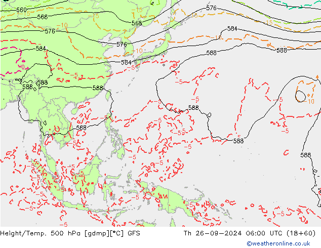 Z500/Rain (+SLP)/Z850 GFS gio 26.09.2024 06 UTC