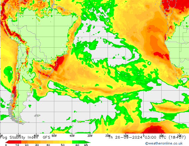 Fog Stability Index GFS Th 26.09.2024 03 UTC